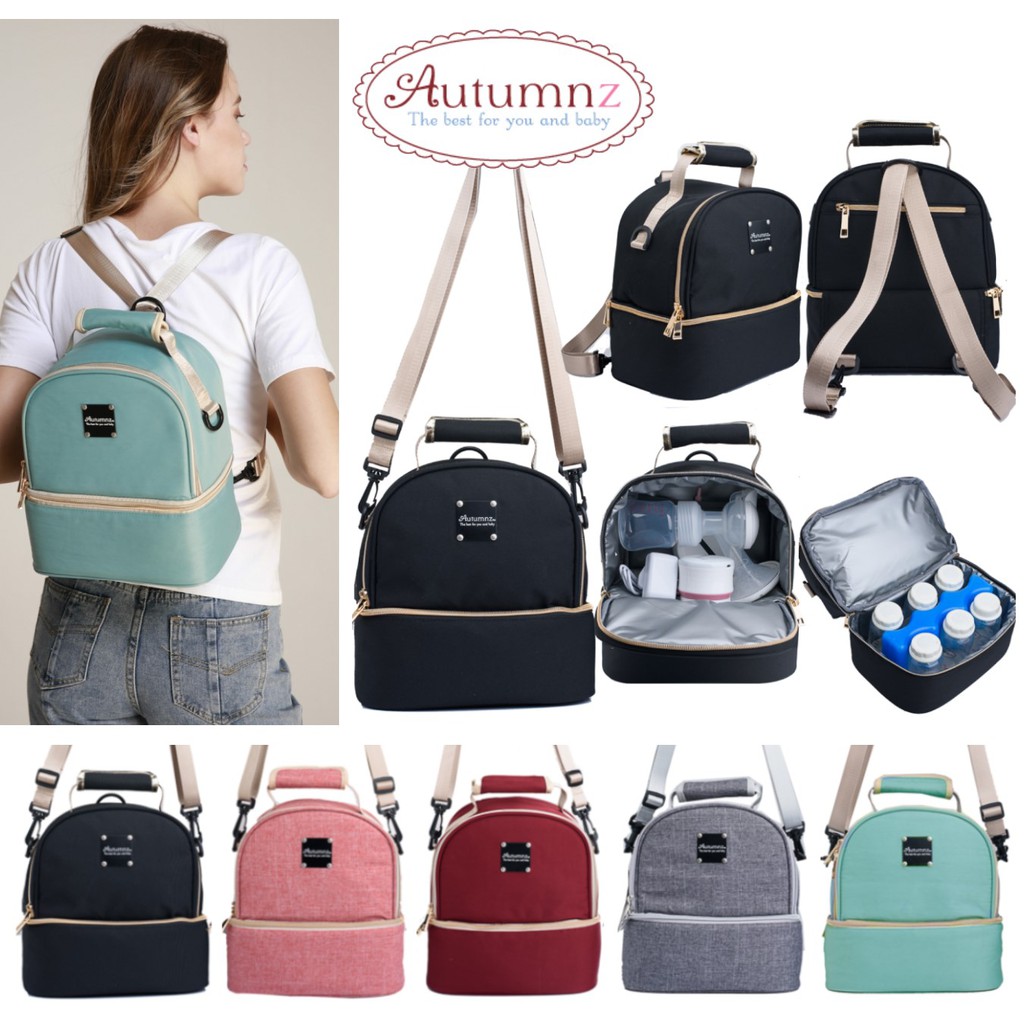 Breastmilk Cooler Bag With Shoulder Strap - Insulated Container For 6 Bottles, Ice Pack Pocket, Black Design