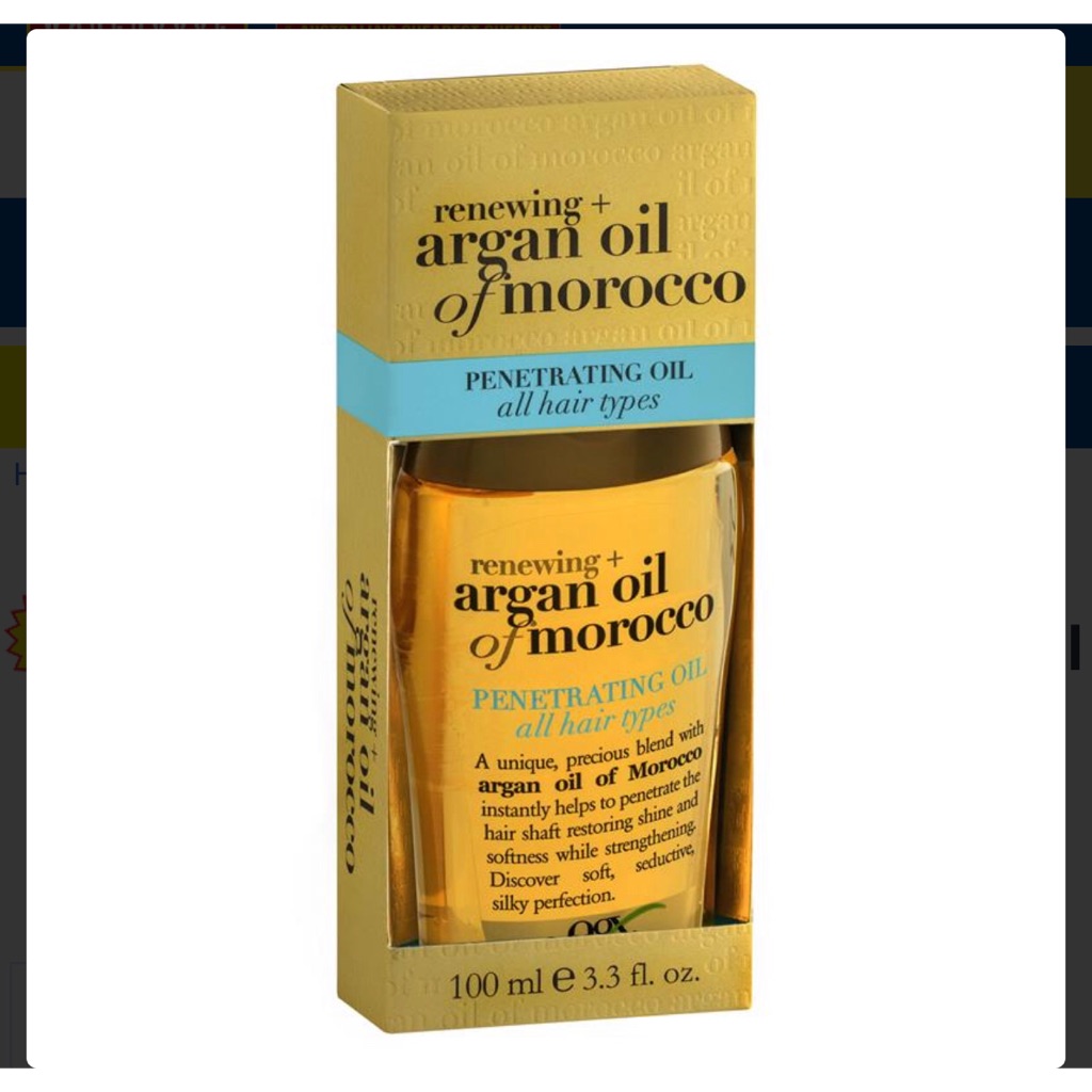 Ogx Renewing Moroccan Argan Oil Penetrating Oil 100ml Shopee Singapore