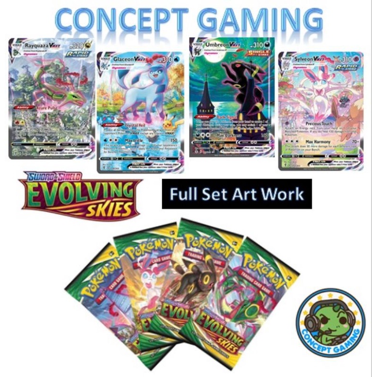 Pokemon Tcg Ss7 Evolving Skies Booster Packs Bundle Of 4 Full Set Artworks Shopee Singapore 1618