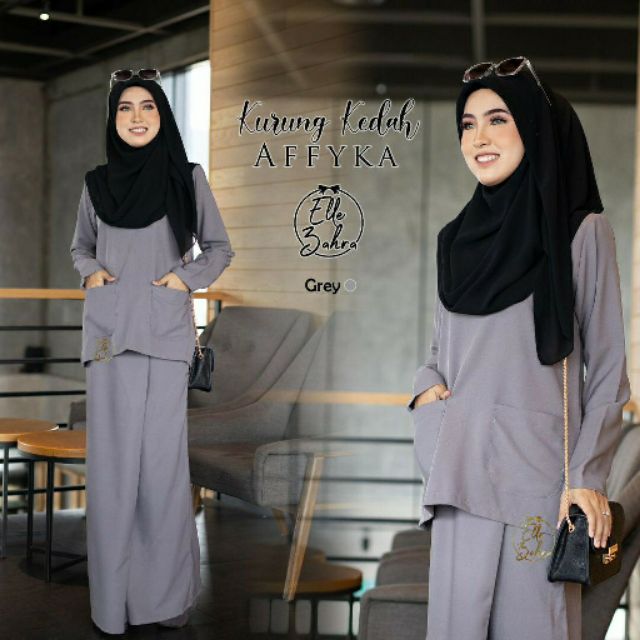 Sale Kurung Affyka Baju Kurung Kedah Loose Cutting Berpoket Shopee Singapore