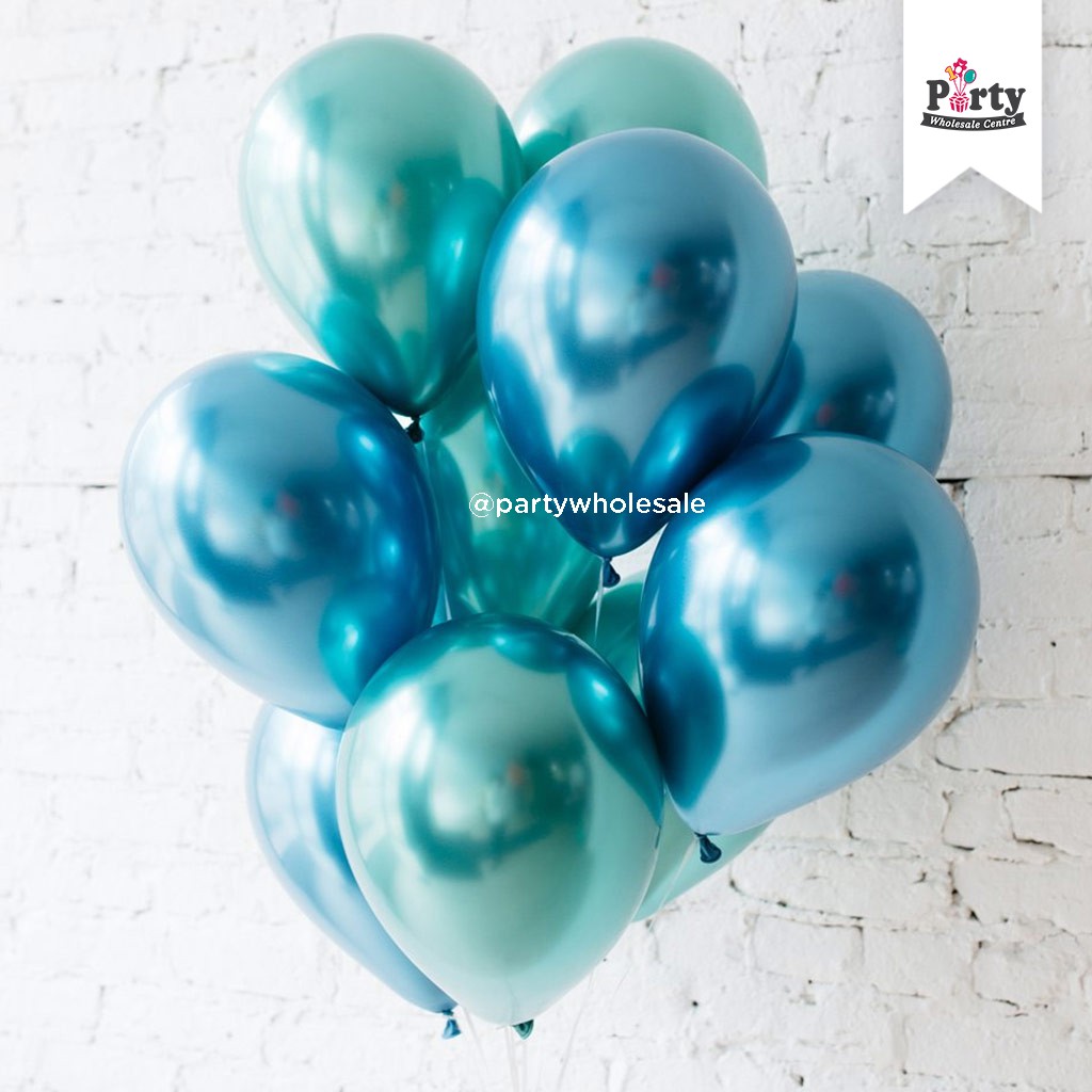 Sg Seller Chrome Balloons Tiffany Blue 10pcs Party Supplies
