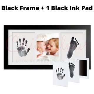 Baby Handprint Footprint Photo Frame No Ink Pad Inkless Infant Print Hand & Foot Stamp Newborn Pet Black White Keepsake #5