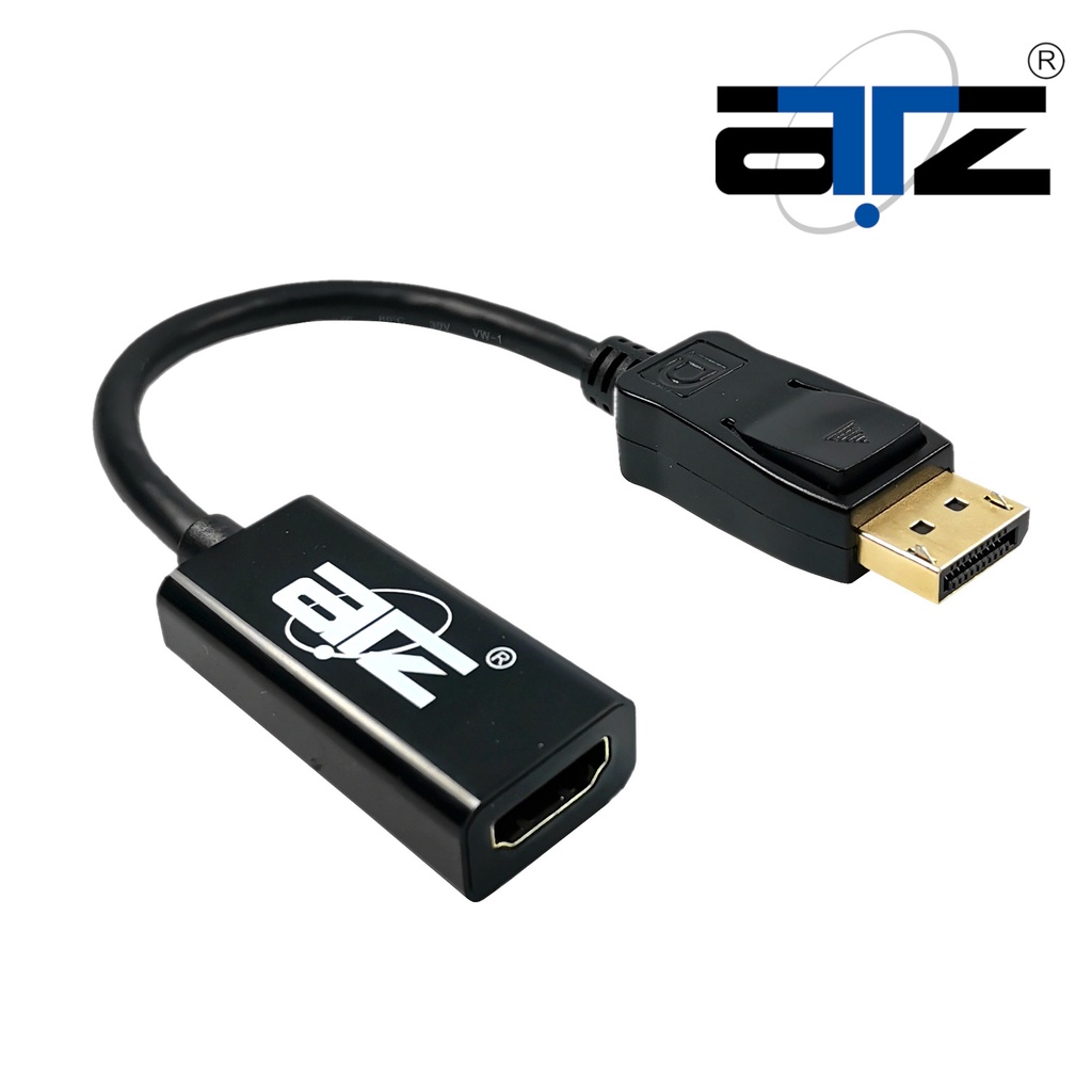 ATZ Displayport V1.2 To HDMI, DP to HDMI 4K Adapter w/Short Cable (20cm