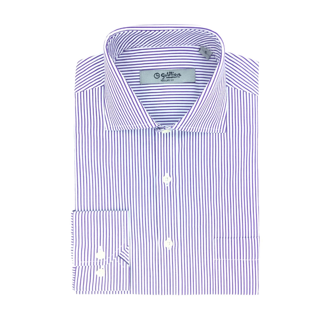 Goldlion - Classic Rich Cotton Men's Long Sleeved Purple Formal Shirt ...