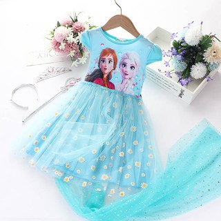  frozen  dress baju  frozen  Gaun puteri beku krisan bersih 