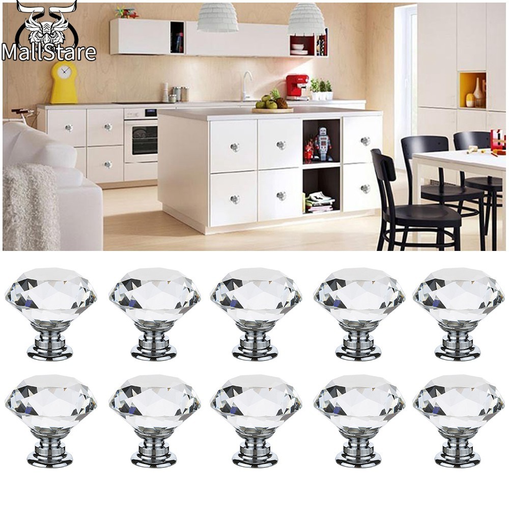 Mall12 Pcs 30mm Crystal Clear Glass Cabinet Dresser Knob Protocol