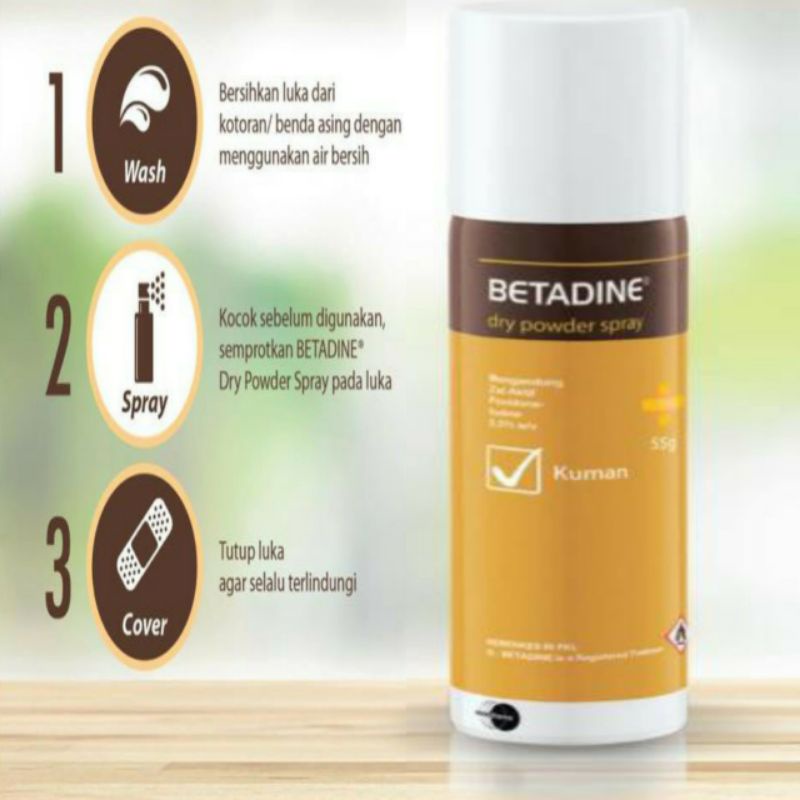 Betadine Antiseptic Cleansing Wounds Dry Powder Spray 55g Shopee