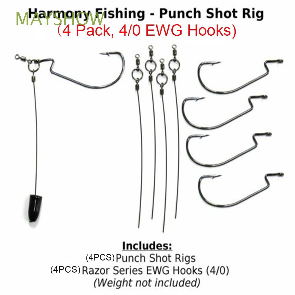 A Harmony Fishing Company Punch Shot Rig Kit 4 Pack, 4//0 EWG Hooks, Tokyo Rig