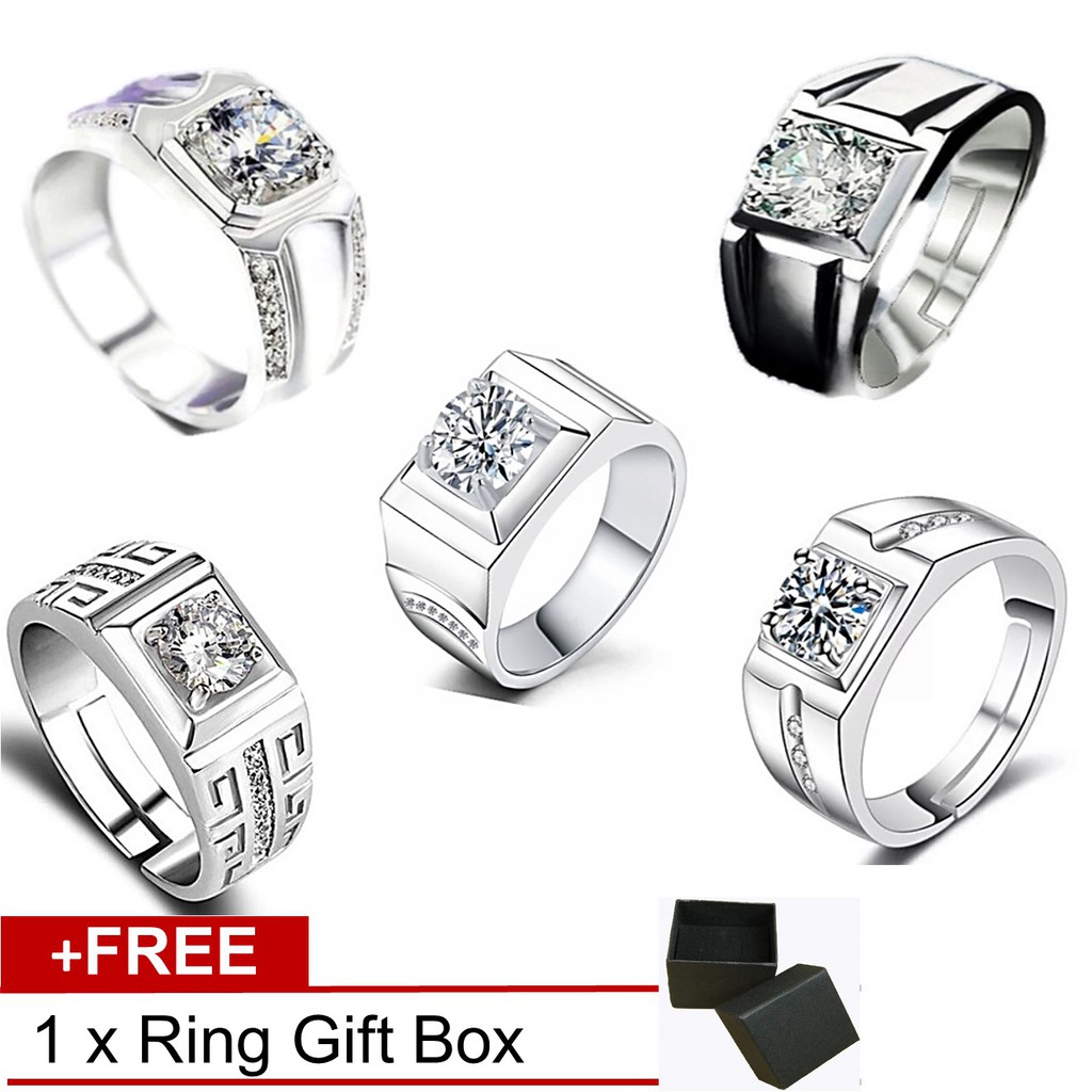 925 Silver Ring Men Adjustable Modern Design Valentine Ring Shopee Singapore