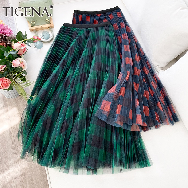 plaid maxi skirt 2020