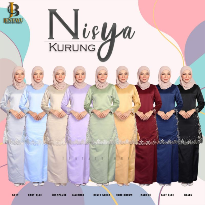 Baju Kurung Modern Satin Sulam Kurung Moden Fatin Nisya Baju Raya Bride