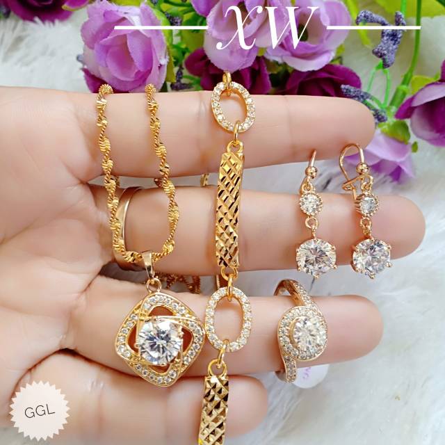  Xuping  Set Necklace Xuping  Gold Earrings Shopee  