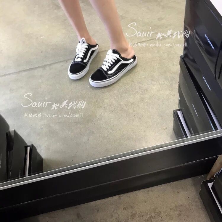 vans old skool mule on feet