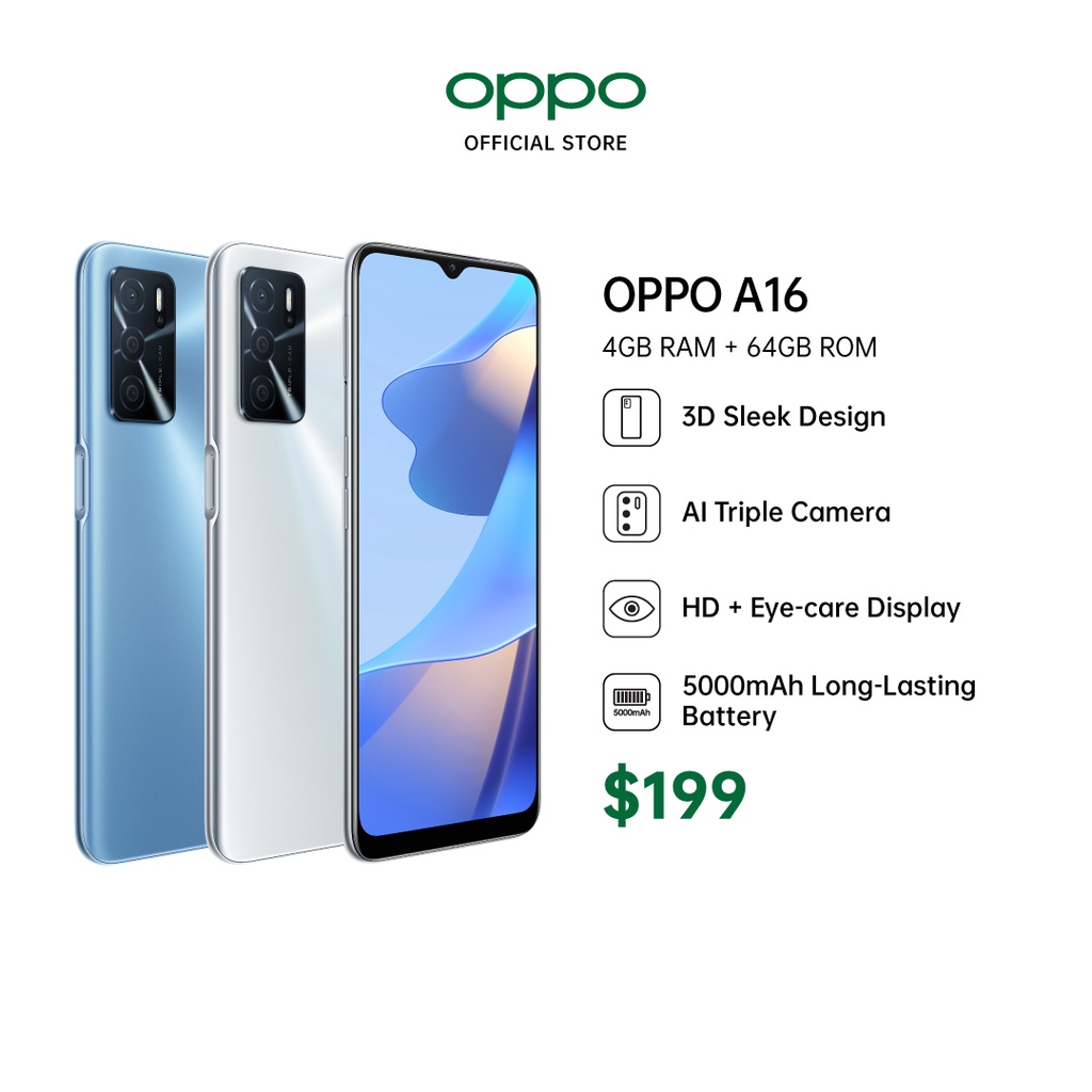 OPPO A16 / AI Triple Camera / HD+ Eye-Care Display/ 5000mAh Battery ...