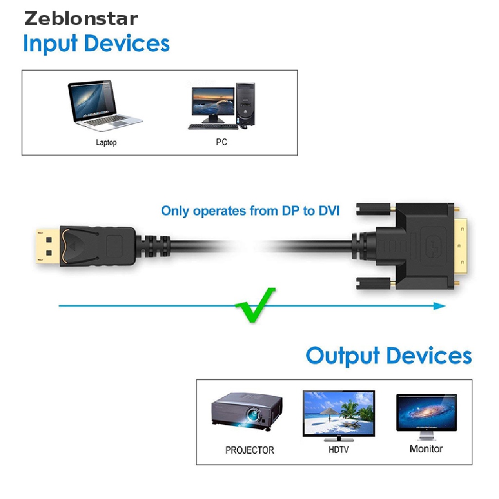 [star] 6 Feet 1.8m Gold Plated DisplayPort DP to DVI-D Male Cable Adapter HD 1080p
