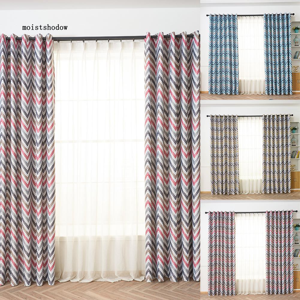 Mst Elegant Wave Pattern Light Block Window Curtain Living Room