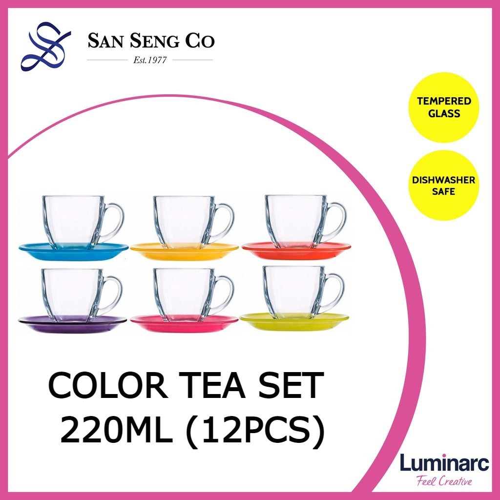 San Seng Luminarc Carina Rainbow Cup & Saucer (12PCS) 220ML Tea set
