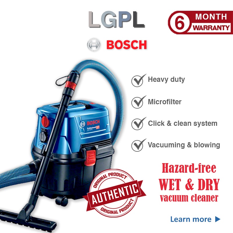 BOSCH Gas 15 Wet & Dry Vacuum Cleaner 15L Heavy Duty [1100W] Shopee