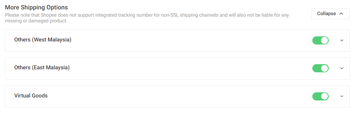 Shipping Setting "More Shipping Option" atau NON SSL