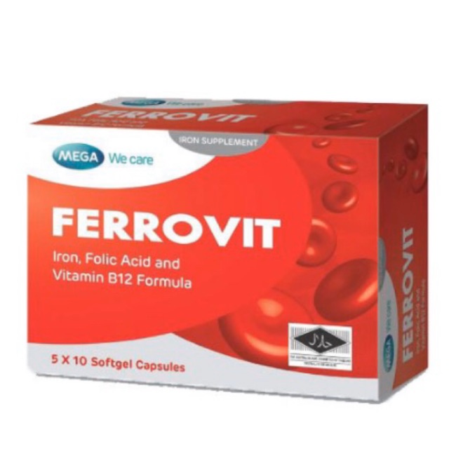 MEGA FERROVIT (Iron, Folic Acid, Vit B12) 50'S [EXP MARCH 22] Shopee