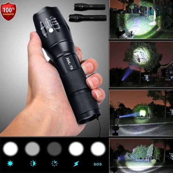 NEW T6 Tactical Military LED Flashlight 3000000LM 5 Modes Outdoor Torch Camping