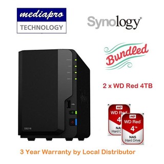 Synology Ds218 Diskstation Ds218 2 Bay Nas 2 X Wd Red 4tb Hdd