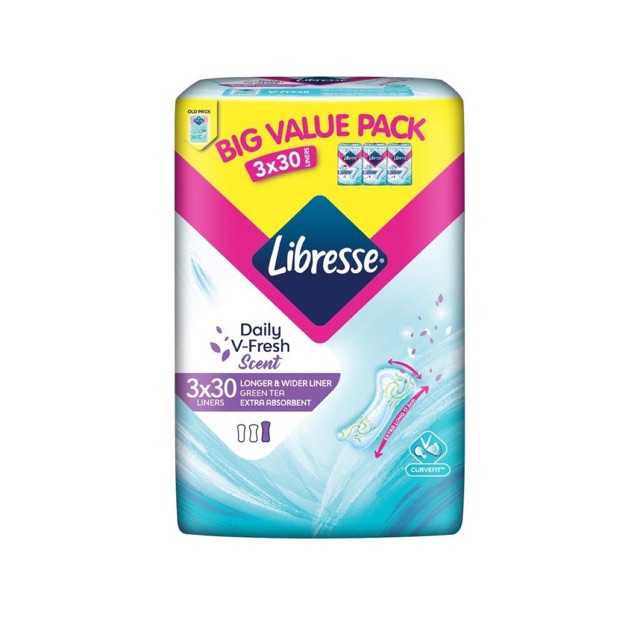 Shop Malaysia Libresse Green Tea Longer Wider Liner 3x30 S Shopee Singapore