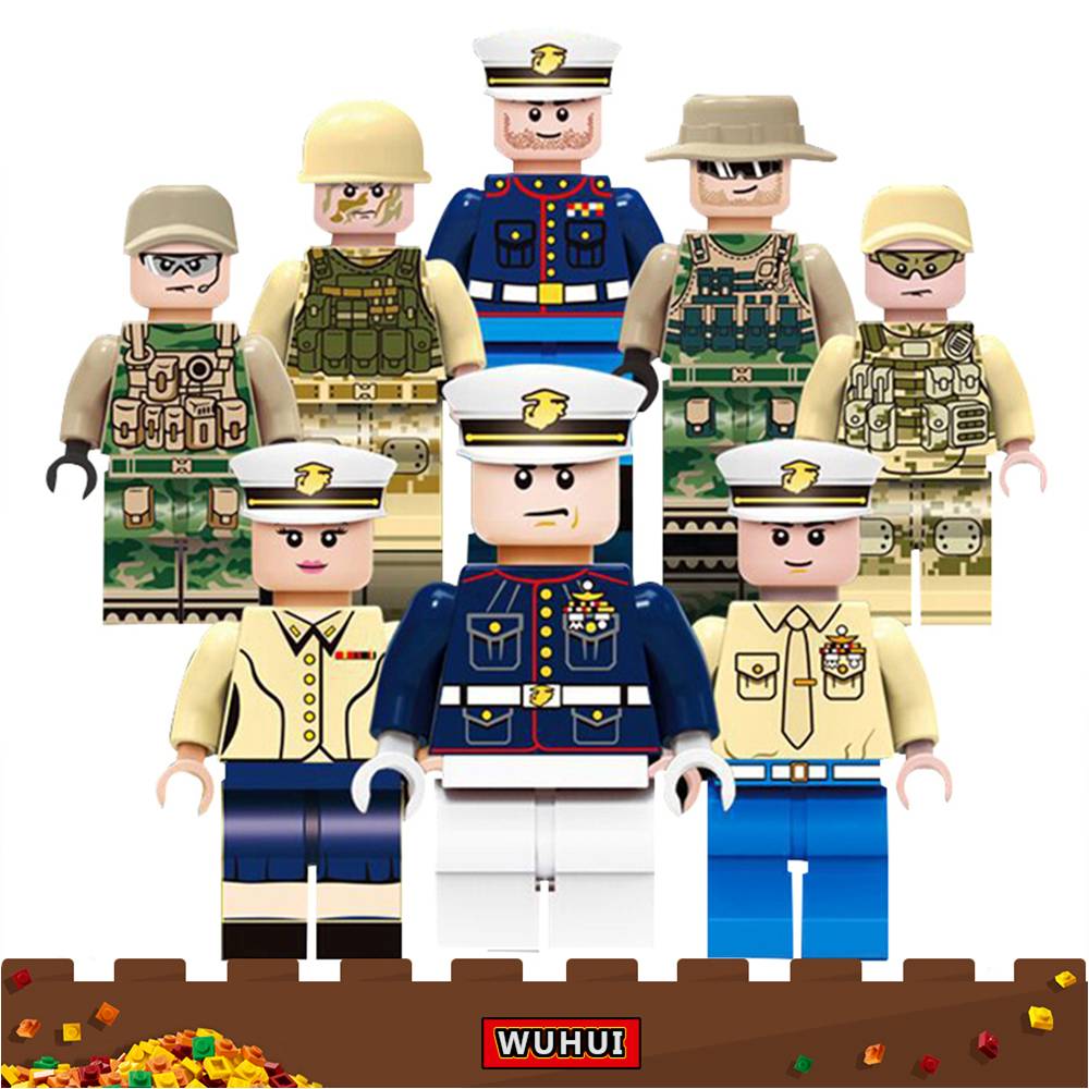 8pcs German Military WWII Soldiers Generals Figures Fit Lego Building Blocks 