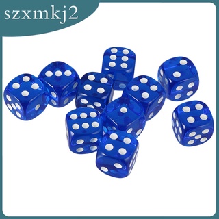50pcs/set 12mm Acrylic Dot Dice 6 Sided for Party Bar KTV Game Prop Blue 