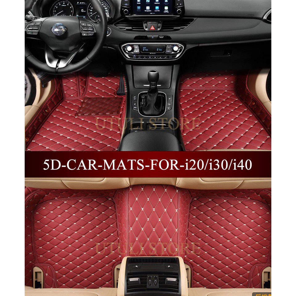 5d Leather Car Floor Mats Carpet For Hyundai I20 I30 I40 Shopee