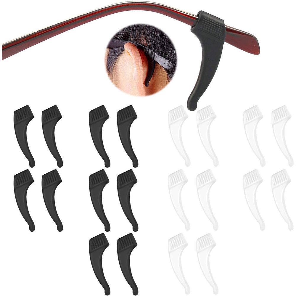10 Pairs AntiSlip Eyeglass Ear Grips Hook Comfortable Silicone Elastic