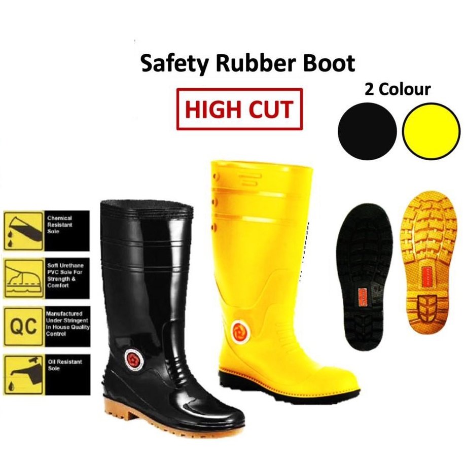 SSJB KORAKOH Safety PVC Rubber Boot High Cut Yellow/Black (38-43Sizes ...