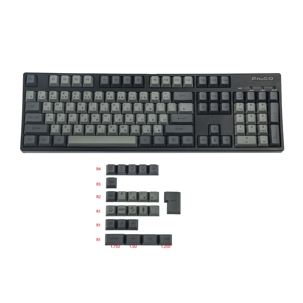 Cherry Profile 125 Key Dolch Dye Sub Japanese Keycaps Thick PBT Keycaps ...