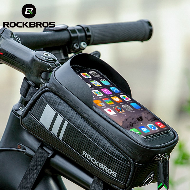 RockBros Magnetic Bike Front Tube Bicycle Frame Bag Black 6.2 Inch Touch Screen 