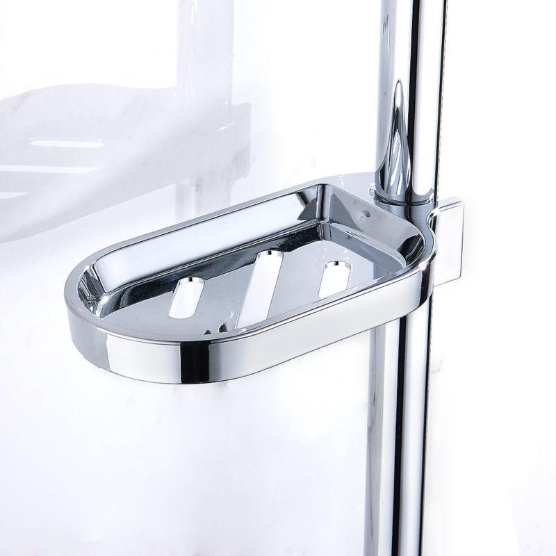 FW Bathroom Soap Dish Holder Adjustable Shower Rail Slide Soap Plates