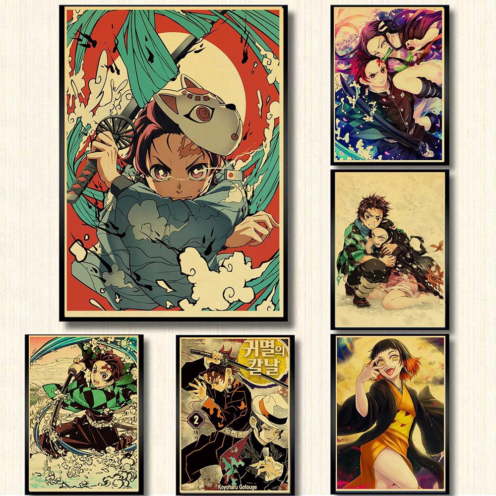 Vintage Poster Anime Demon Slayer Kimetsu no Yaiba Poster kraft paper ...