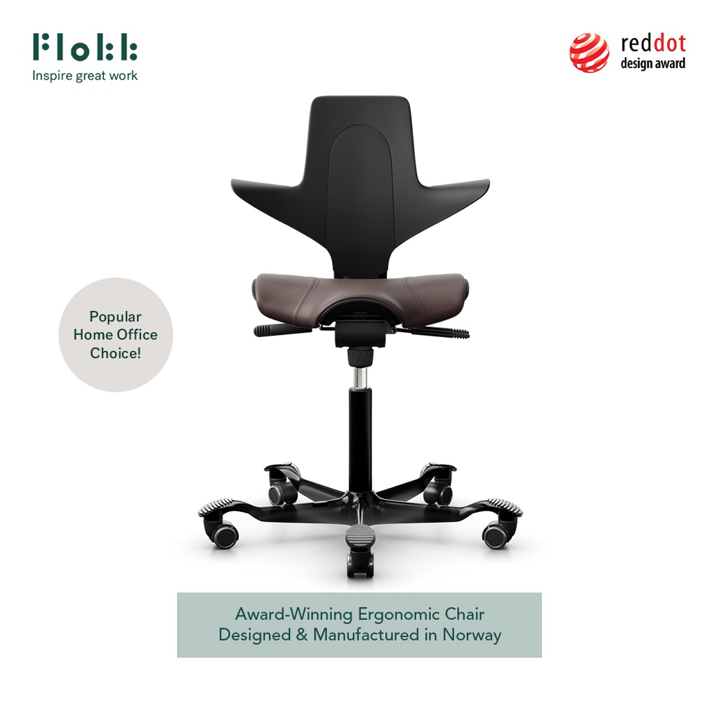 HÅG Capisco Puls 8020 - Ergonomic Office Chair by Flokk - Leather Black  Plastic Paloma Soft (Black Metal Colour) | Shopee Singapore