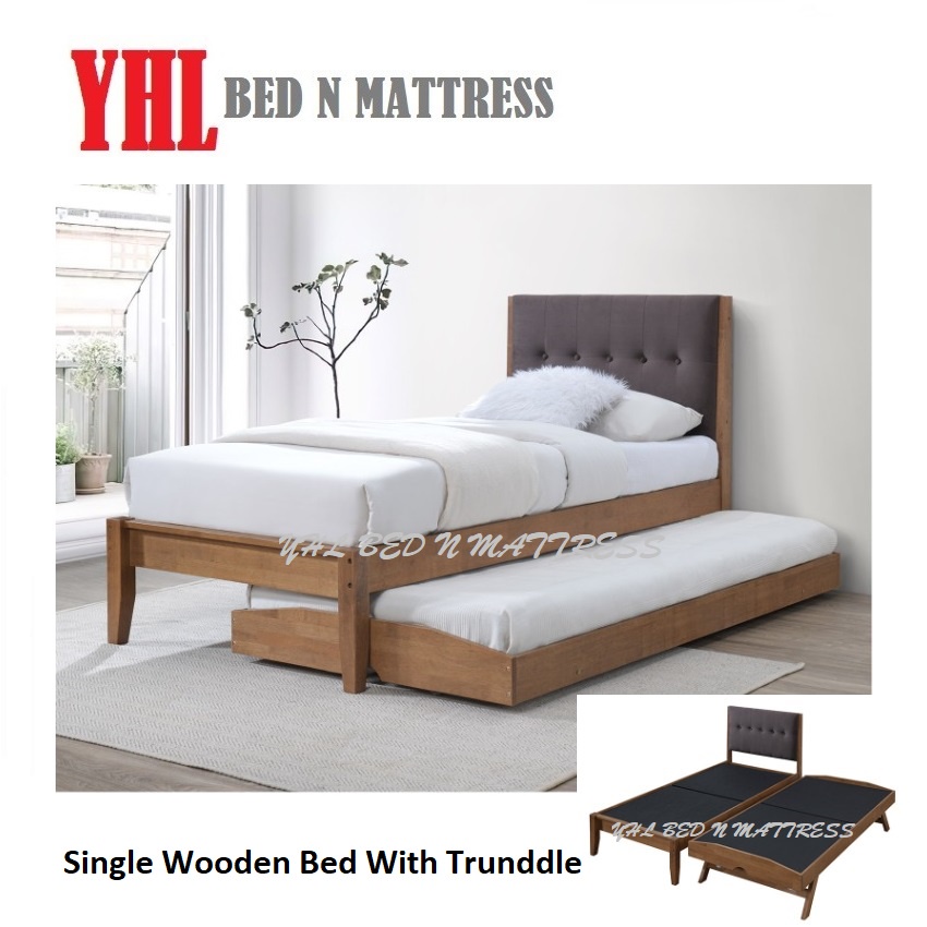 YHL Upholstery Single Solid Wooden Bed With Lift Up Pull Out Bed (Mattress Not Included