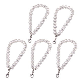 Image of thu nhỏ KING 5Pcs Faux Pearl Wristlet Chain Strap for Wallet White Pearls Wristlet Lanyard Keychain Hand Straps Kit For Purse Keys #3