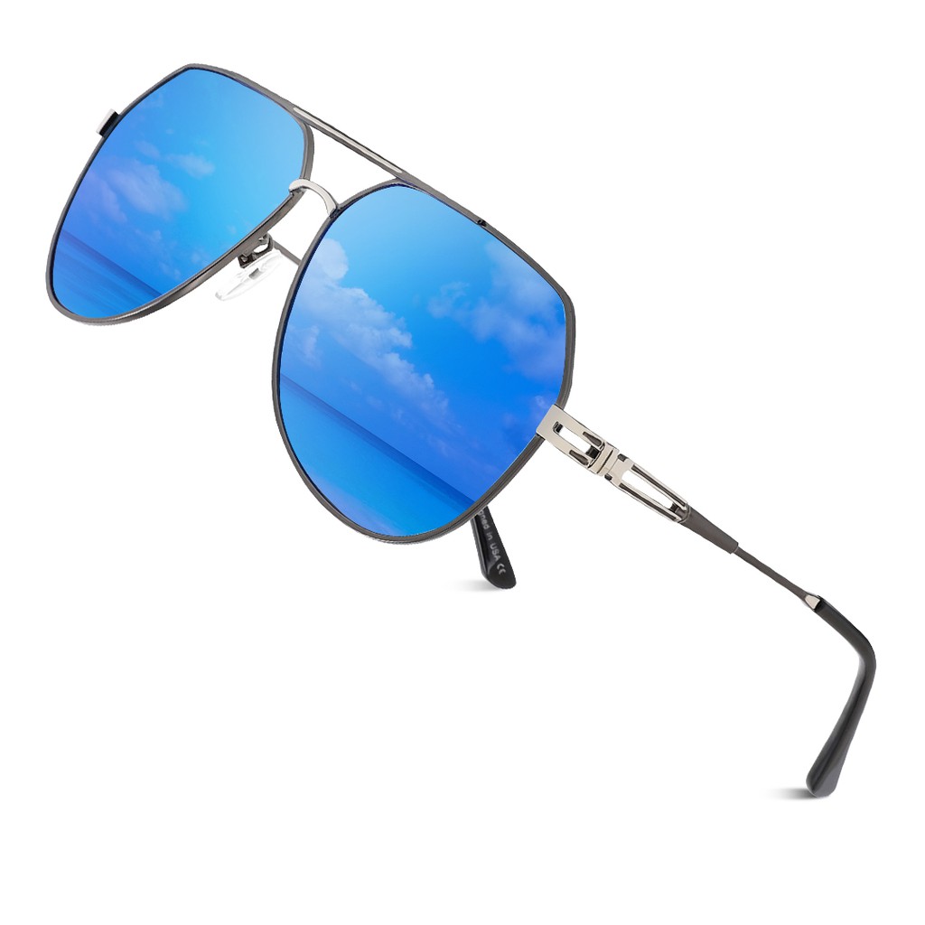 Unisex Pilot Glasses Metal Frame Driving Sunglasses Polarized Blue Light Blocking Glasses Retro Glasses Uv400 Radiation Protection Anti Glare Gradient Mirror Shades Sunglasses 