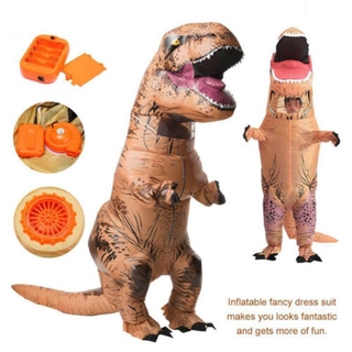 Inflatable Dinosaur T-REX Adult Child Costume Jurassic Funny Cosplay Blowup Suit 