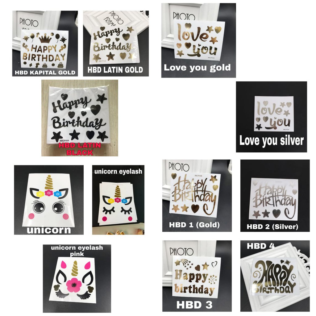 Pvc Balloon Stickers Size 12 X 12 Cm Balloon Sticker Writing Happy Birthday Love You Unicorn Shopee Singapore