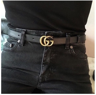 womens leather belt with double g buckle