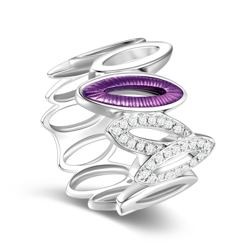 Lee Hwa Jewellery Motif 19K Purple Gold Ring with Diamond