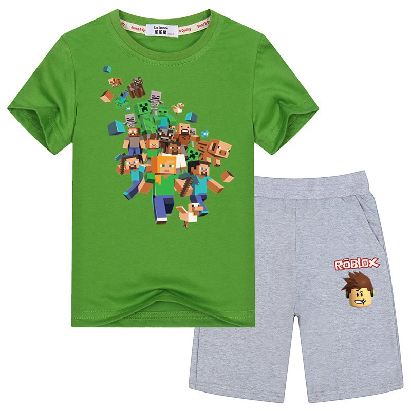 Roblox Shorts Minecraft Tshirts Sets Kids Fashion Games Clothes Sets Shopee Singapore - fashion top bottoms roblox set kids clothes t shirt pant boy girl suit shopee singapore