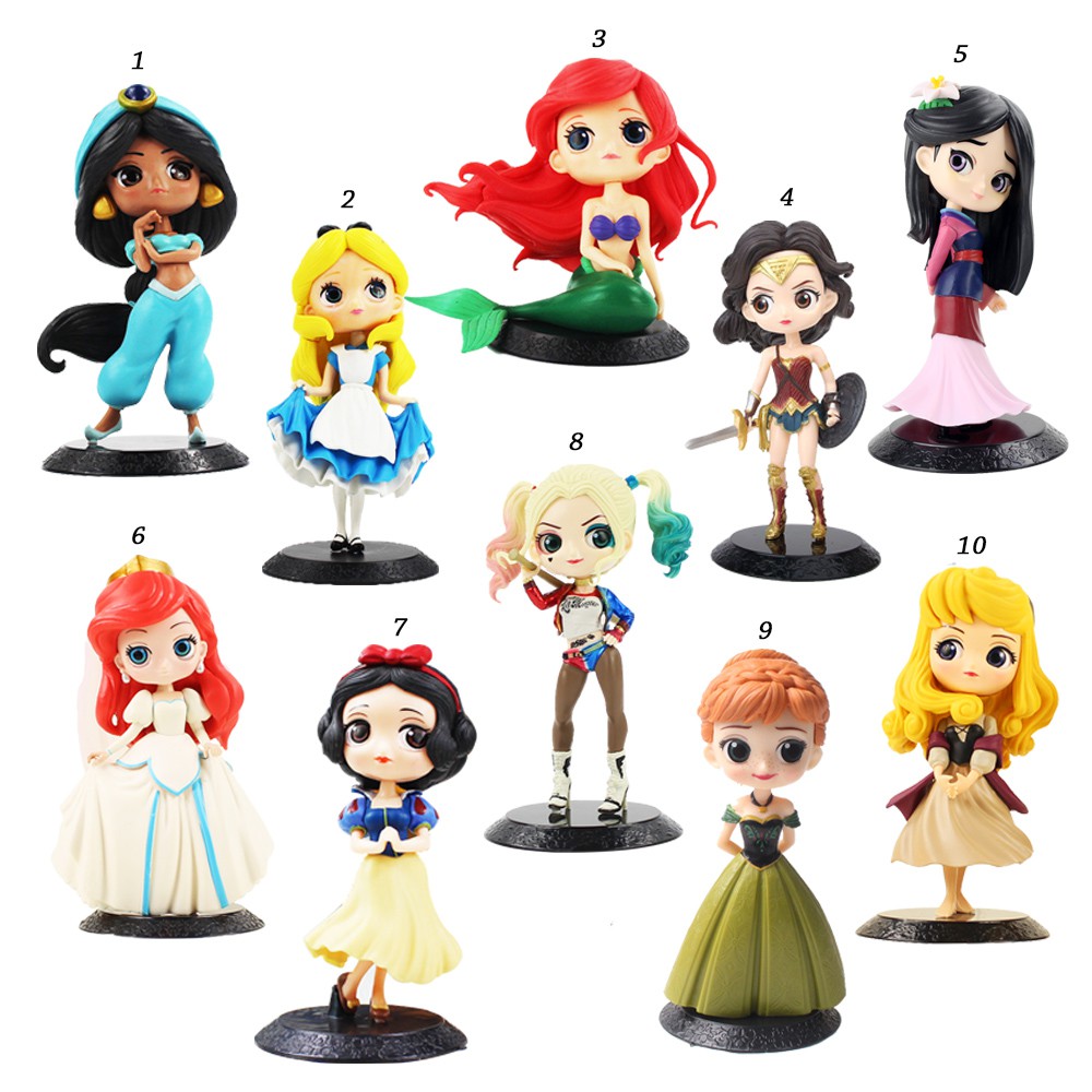12cm Q Posket Ariel Wonder Woman Harl Quinn Sleeping Beauty Mermaid Snow White Princess Rapunzel Belle Cake Wedding Toys Shopee Singapore
