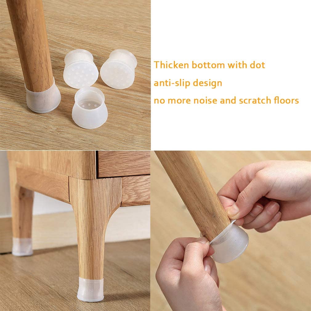 4Pcs Furniture Leg Silicone Protection Covers / Chair Legs Caps / Anti-Slip Table Feet Pad Floor Protector / Foot Protection Bottom Cover Prevents Scratches and Noise