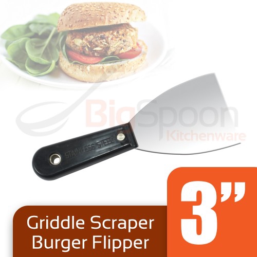 Griddle Scraper Burger Flipper Stainless Steel Plastic Handle 3 Inch Ss 333 Shopee Singapore