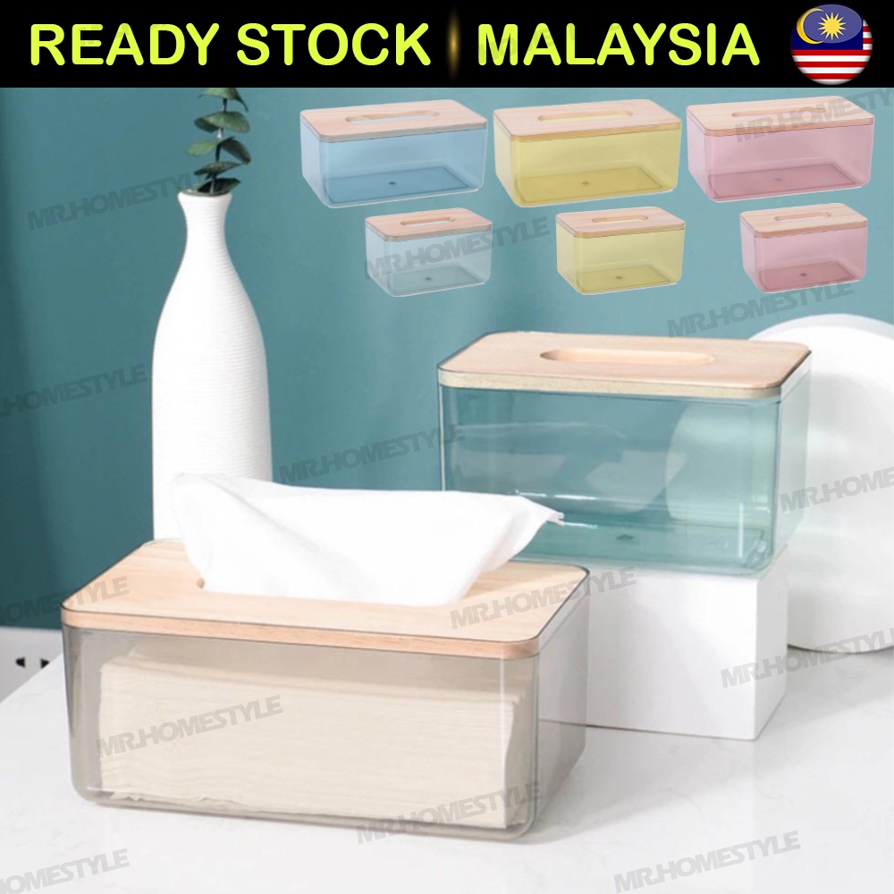 Wooden Transparent Tissue Box Napkin Tissue Holder Living Room Dresser Study Desk Kitchen