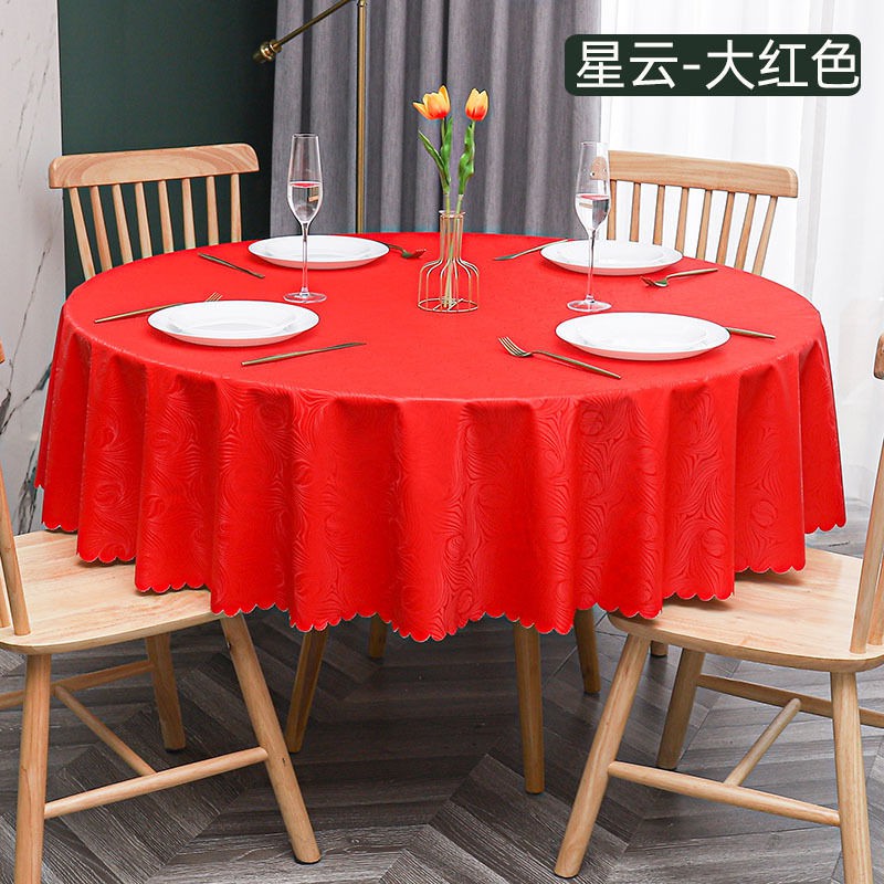 ↂ Tablecloth Is Waterproof Oil Proof, Red Round Table